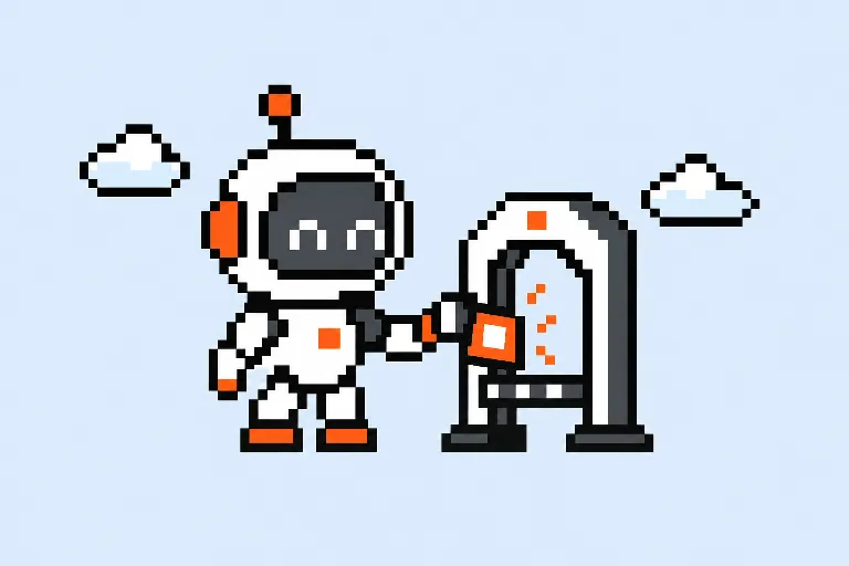 Le petit gardien pixelisé de Captyo protège une porte numérique